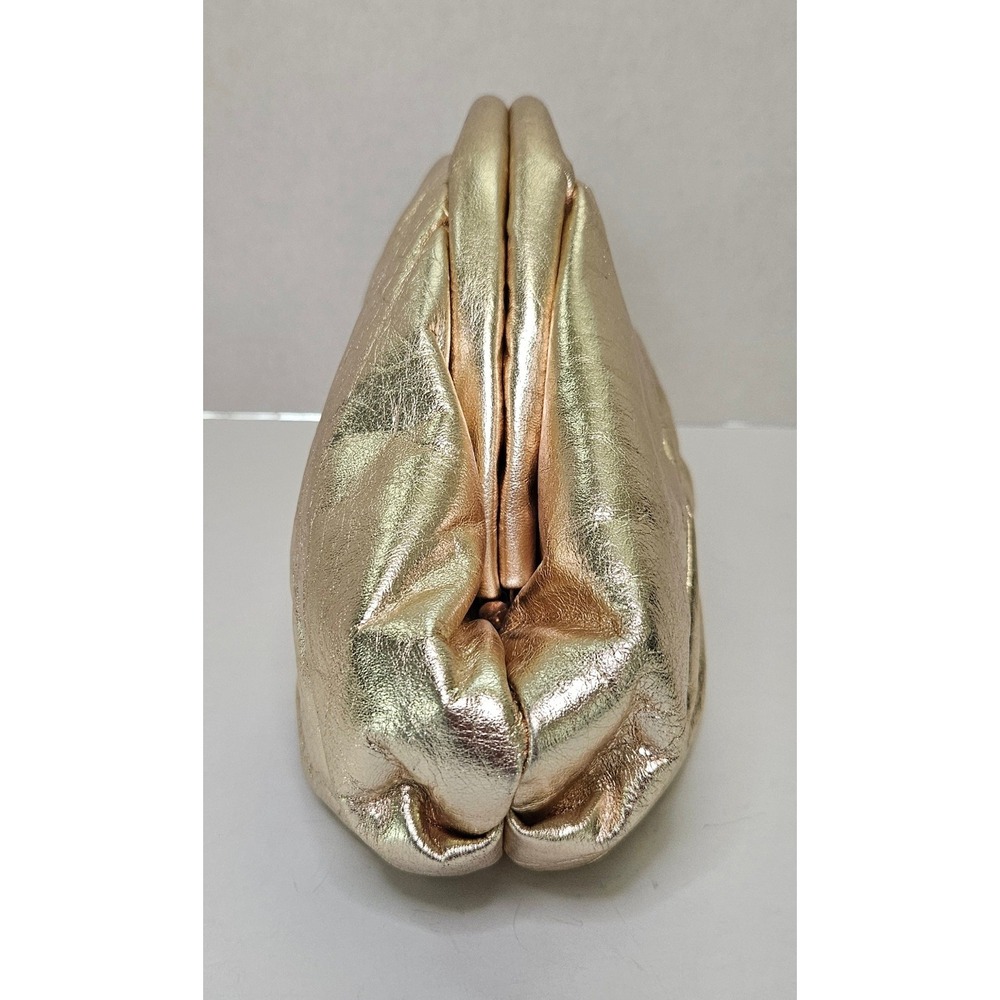 Park Avenue International Vintage 80s Gold Metallic Leather Pouch Clutch Bag USA - Picture 6 of 15